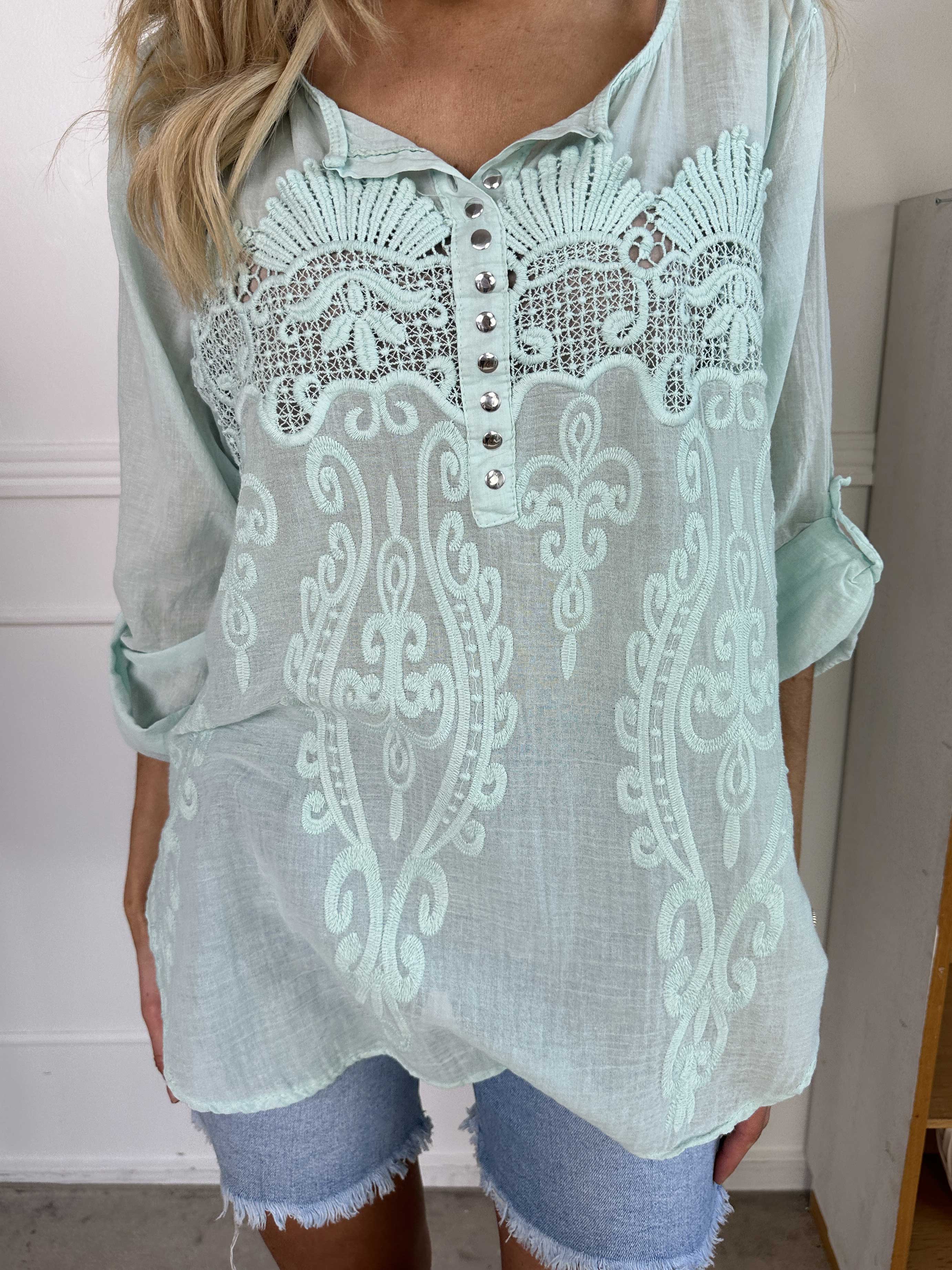 Ellis - Tunika i bomull med detaljer i form av broderier och paljetter